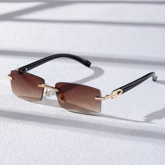 Gradient Rectangular Rimless Sunglasses