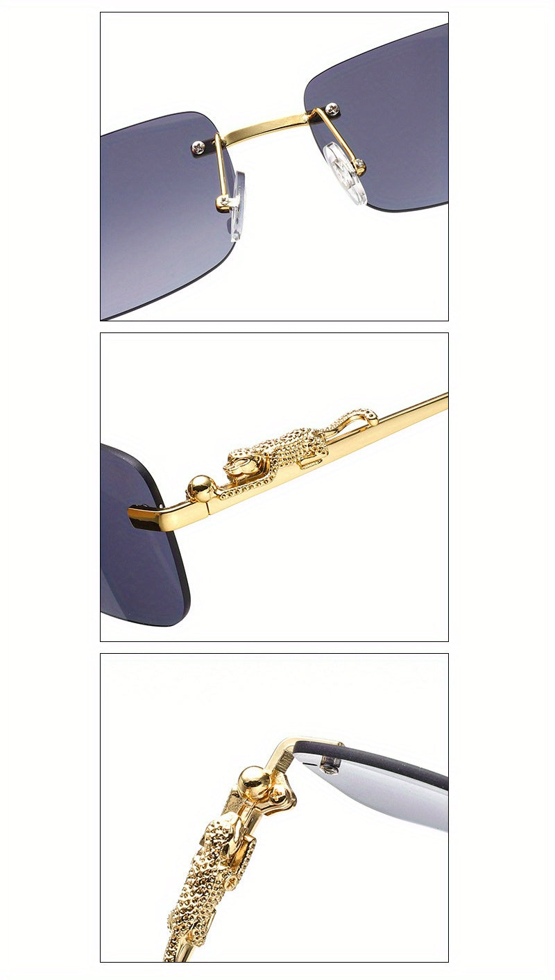 Retro Cheetah Rimless Glasses