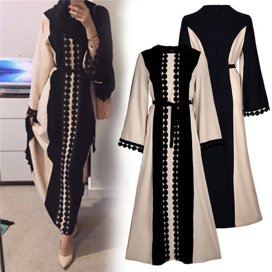 Women’s Lace Patchwork Long Sleeve Abaya