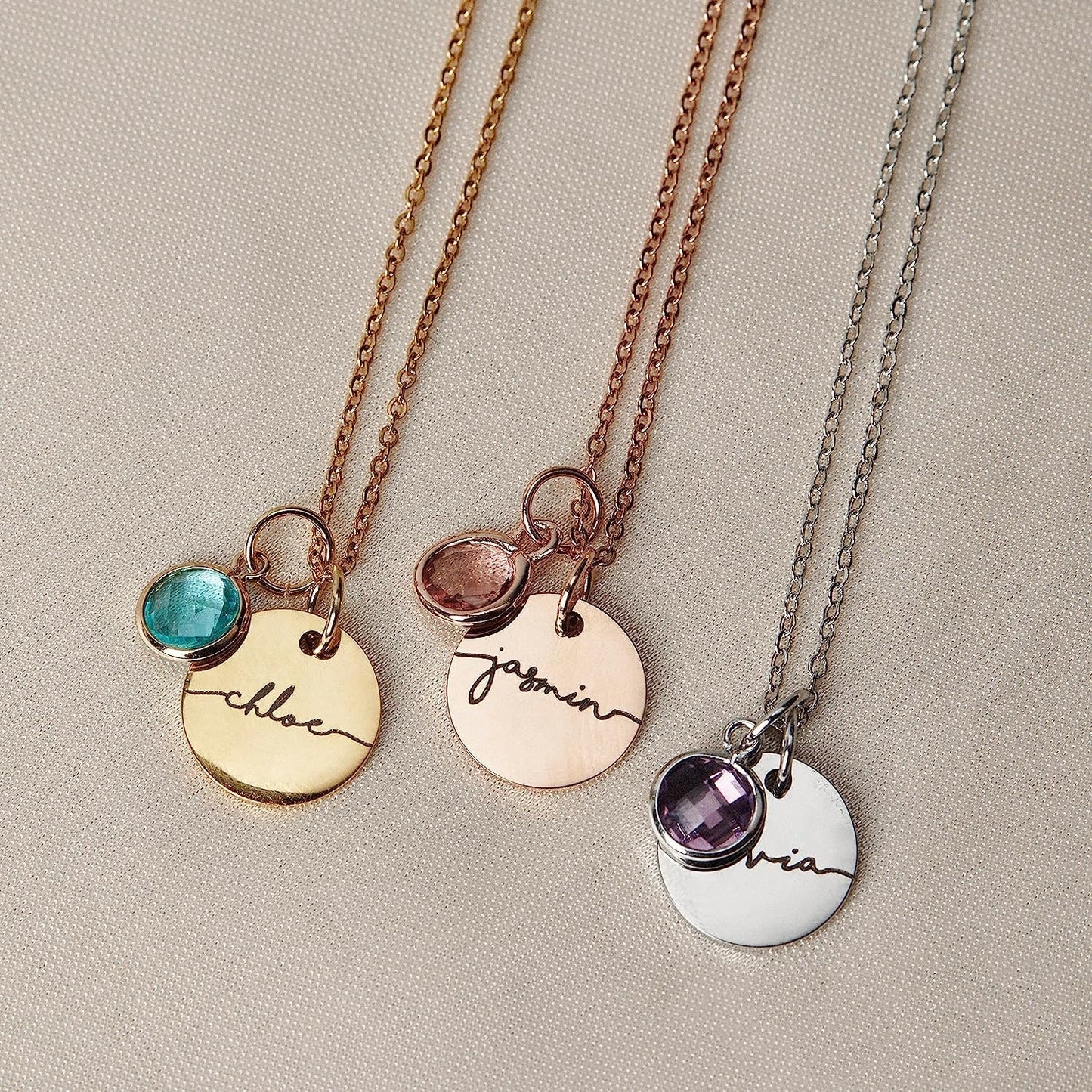 Custom Birthstone Name Necklace