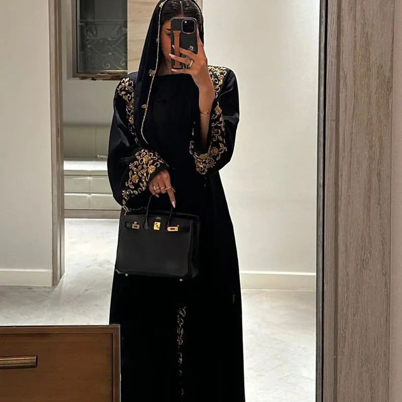 falah black embroidered abaya