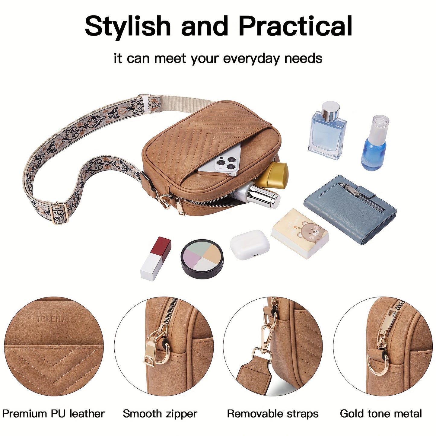 Quilted Vegan Leather Crossbody Bag