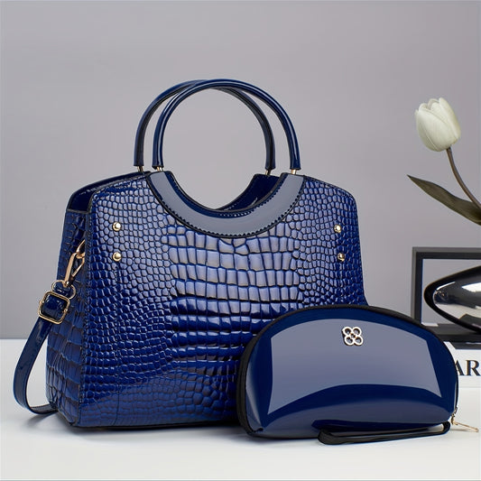 Luxury PU Leather Handbag & Clutch Set