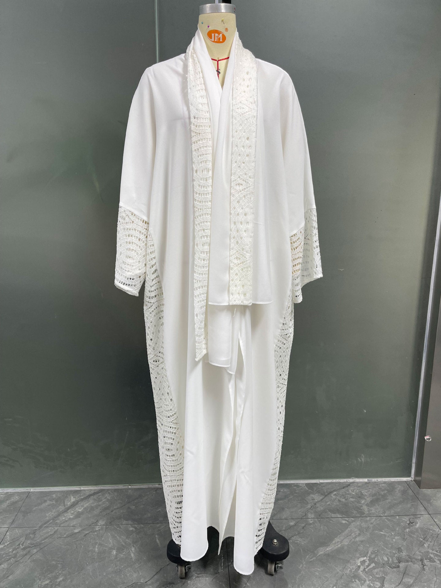 white Elegant Cardigan Robe