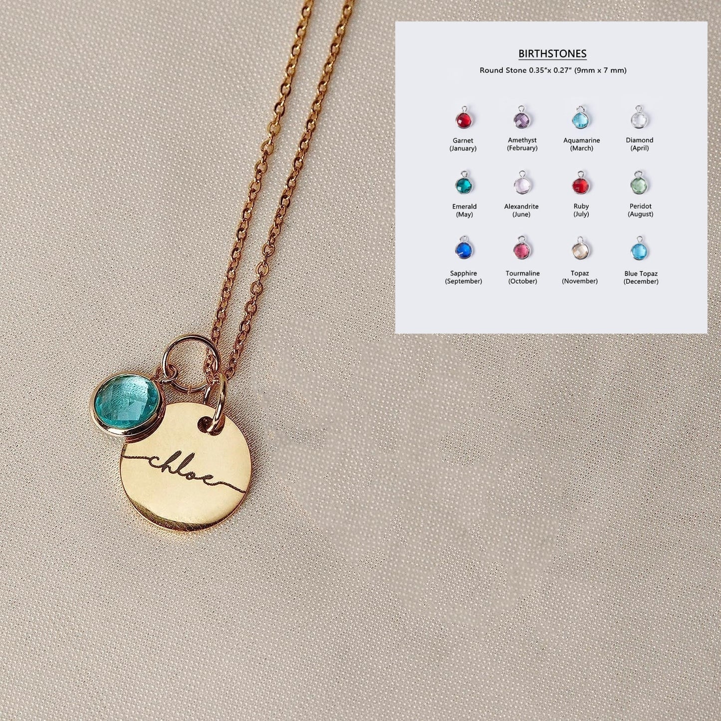 Custom Birthstone Name Necklace
