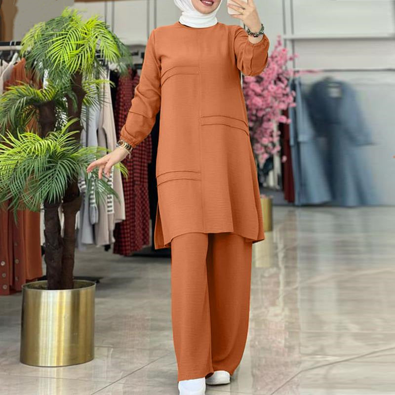 Muslim Women's Wear Solid Color Two-piece Set