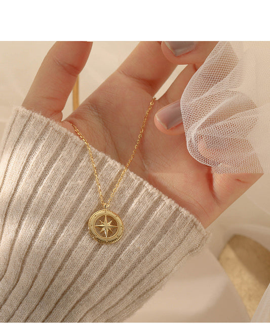 24K Gold Plated Vintage Gold Starburst Gold Coin Necklace