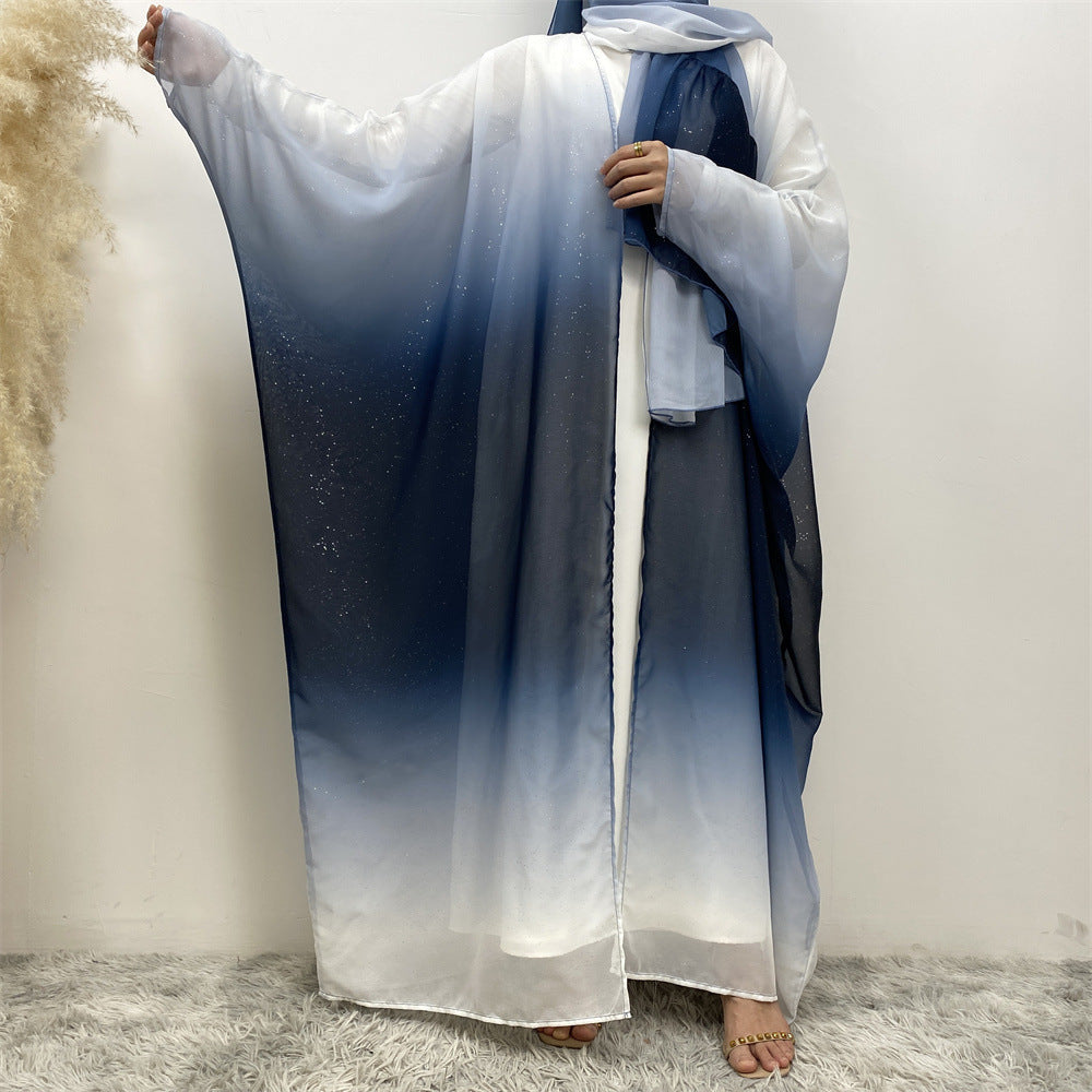 Falah Gradient Batwing Sleeve With Headscarf Suit