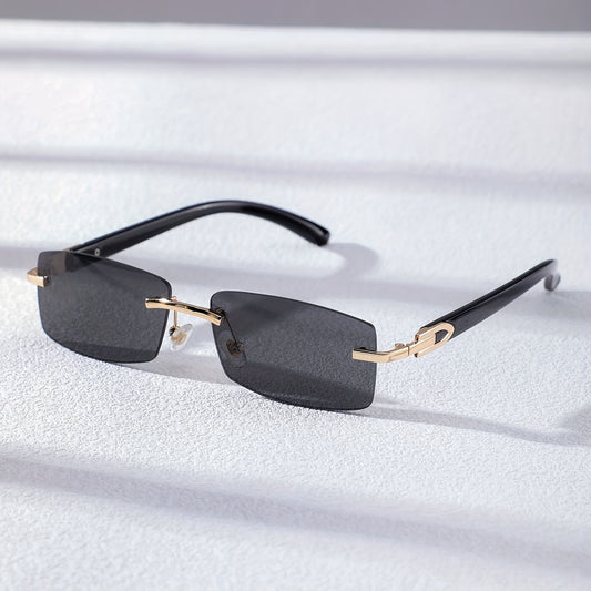 Gradient Rectangular Rimless Sunglasses