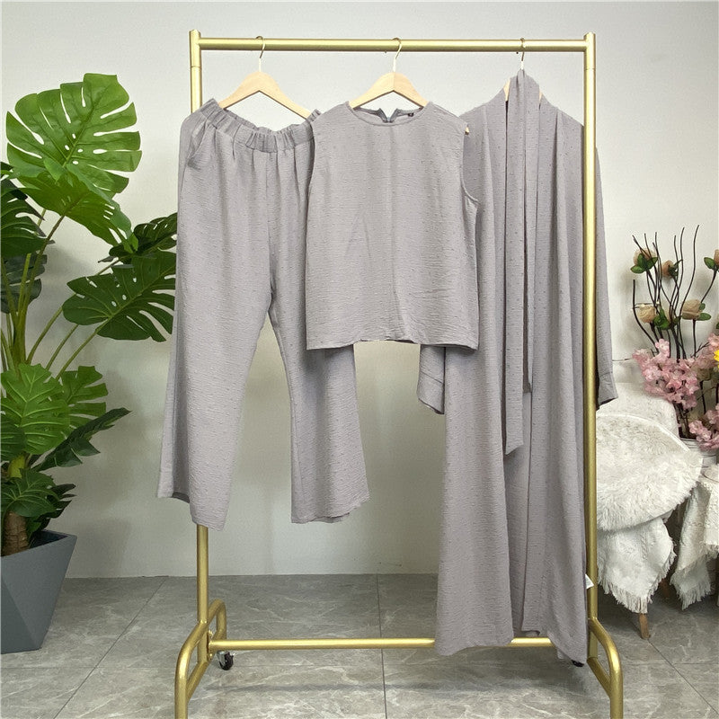 Long Cardigan Sleeveless Top And Pants With Pockets For Muslim Clothing