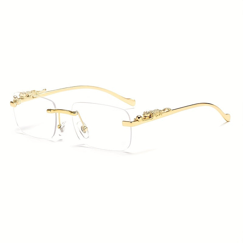 Retro Cheetah Rimless Glasses