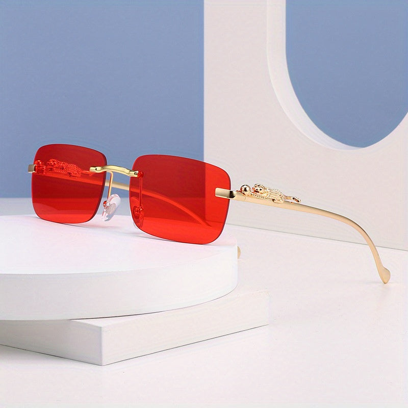 Retro Cheetah Rimless Glasses