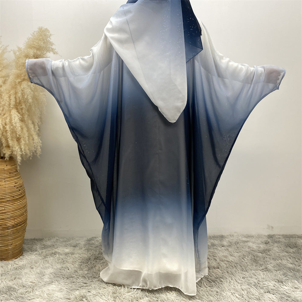 Falah Gradient Batwing Sleeve With Headscarf Suit