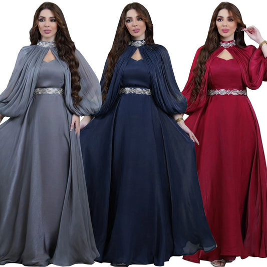 2-Piece Satin Abaya Robe