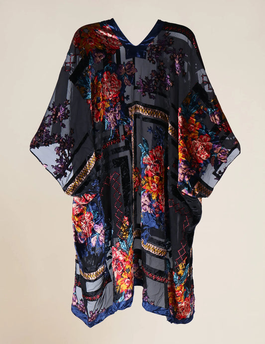 Women’s Burnout Velvet Floral Kimono Cardigan