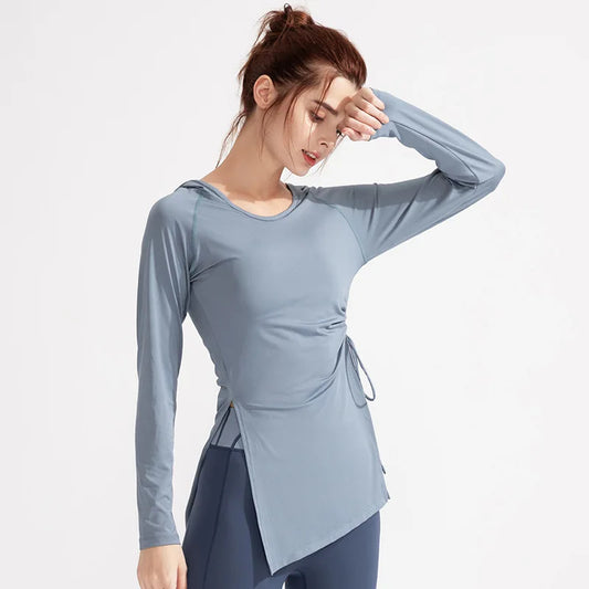 Women's Long-Sleeve Hooded Gym Top