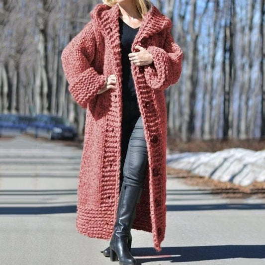 Oversized Hooded Knit Cardigan Coat