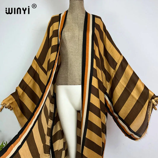 Boho Stripe Kimono Beach Cardigan