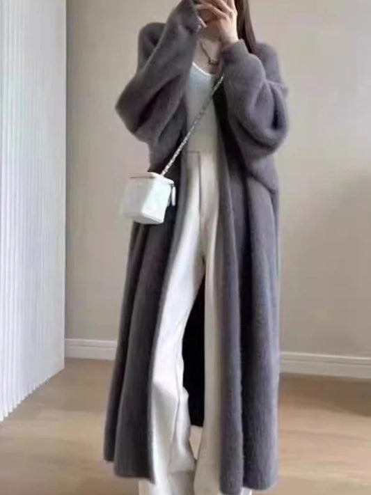 Women's Knee-Length Fleece Cardigan