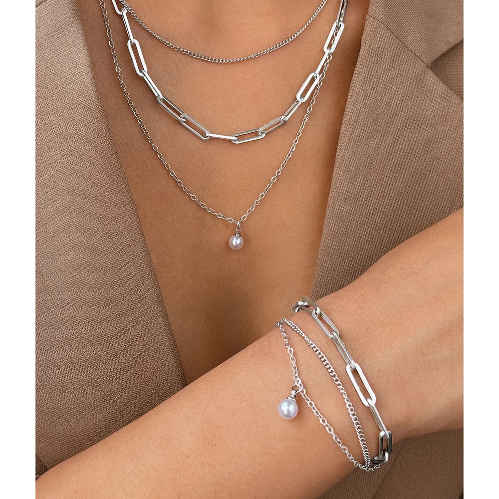 Pearl Luxe Stainless Steel Jewelry Set