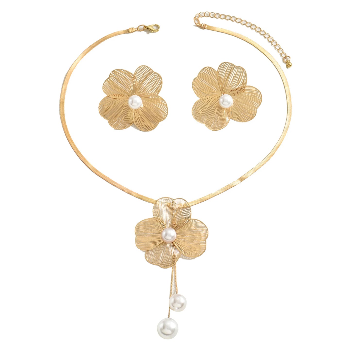 Elegant Pearl Flower Jewelry Set