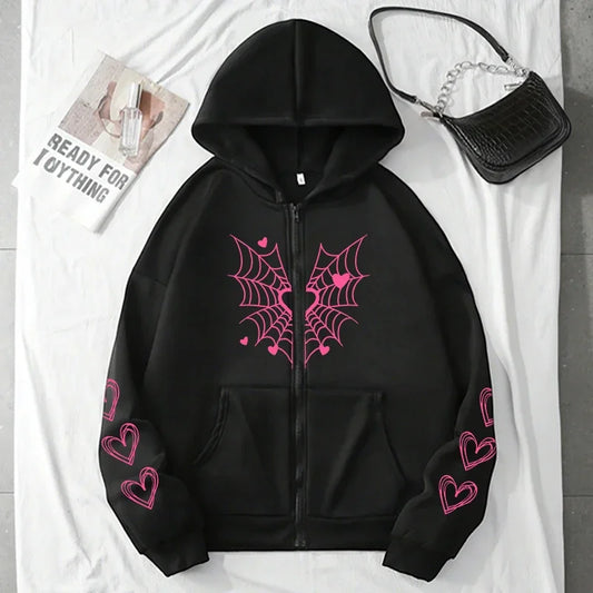 Women's Spider Web Heart Hoodie