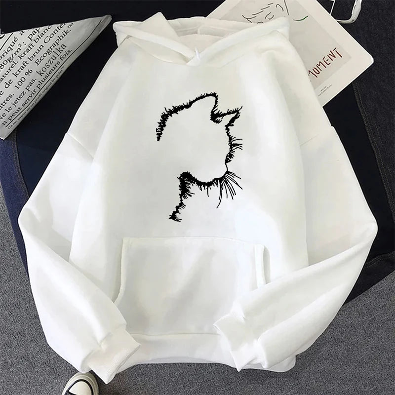 Women's Cute Cat Print Hoodie
