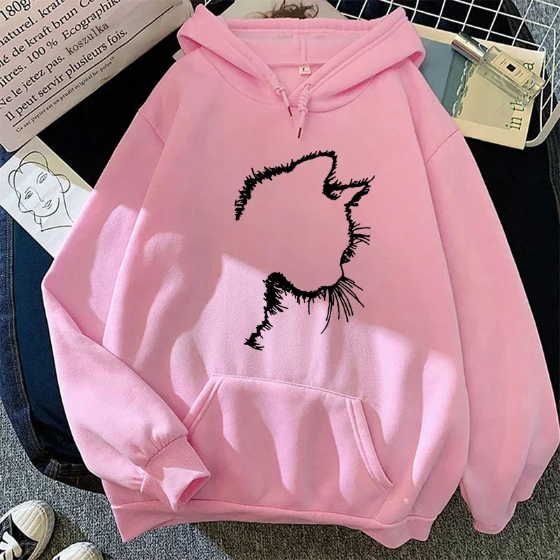 Women's Cute Cat Print Hoodie