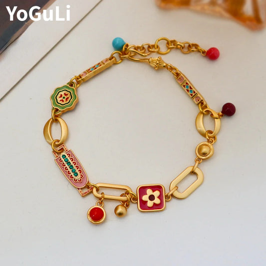 Enamel Japanese embossed bracelet