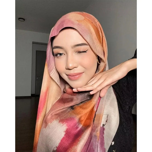 Watercolor Tie-Dye Cotton Hijab