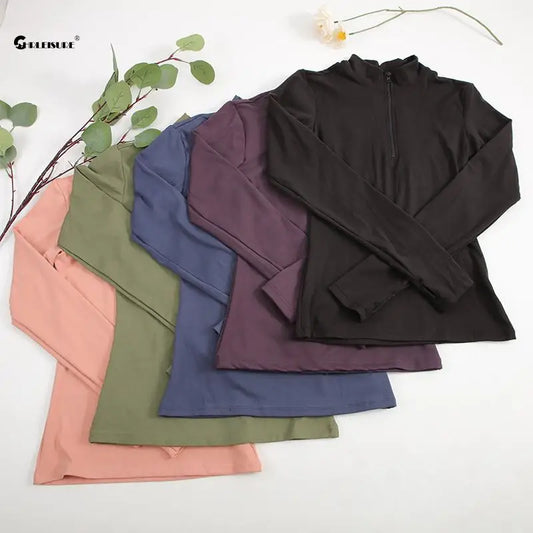 Women's Half-Zip Yoga Top with Thumbholes