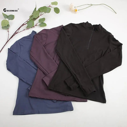 Women's Half-Zip Yoga Top with Thumbholes