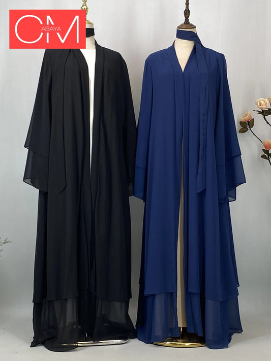 Chiffon Open Abaya Kaftan for Women