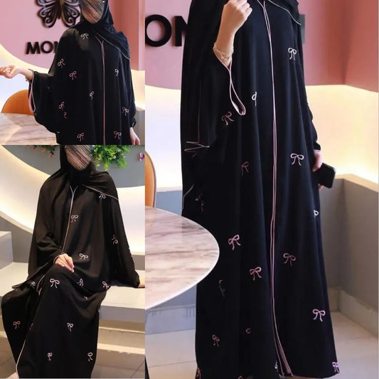 Women's Front-Open Embroidered Abaya Kaftan