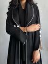 Contrast Trim Open-Front Abaya Cardigan