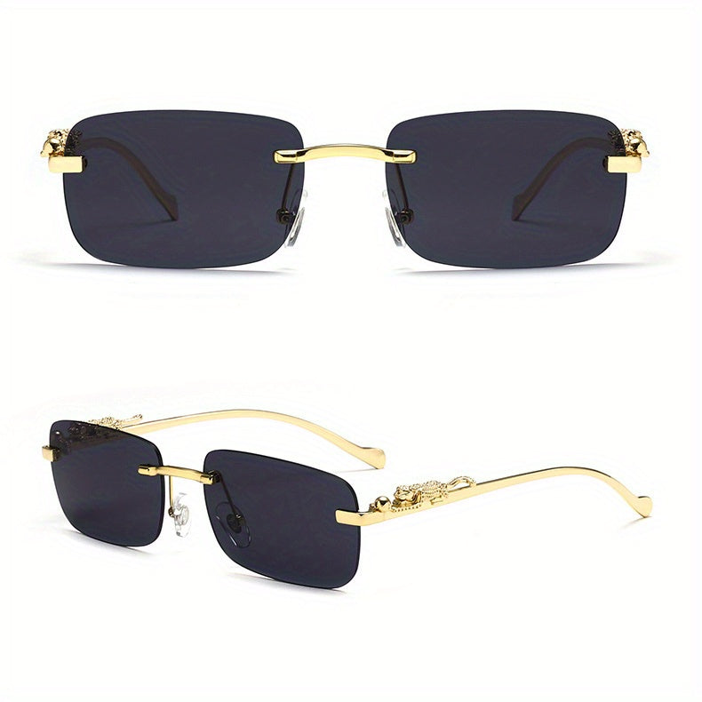 Retro Cheetah Rimless Glasses