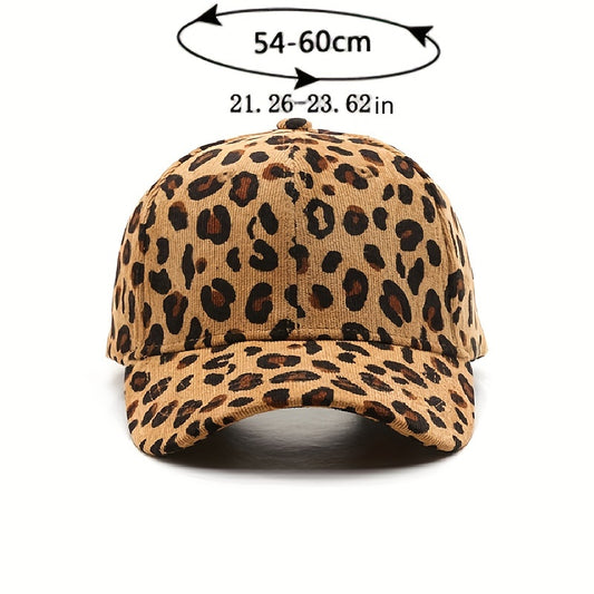 Leopard Print Corduroy Baseball Cap