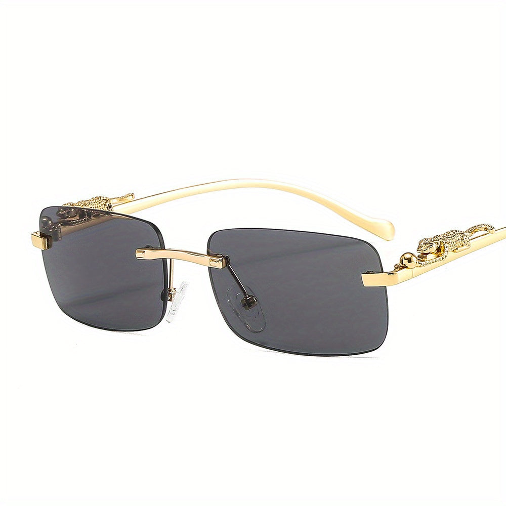 Retro Cheetah Rimless Glasses