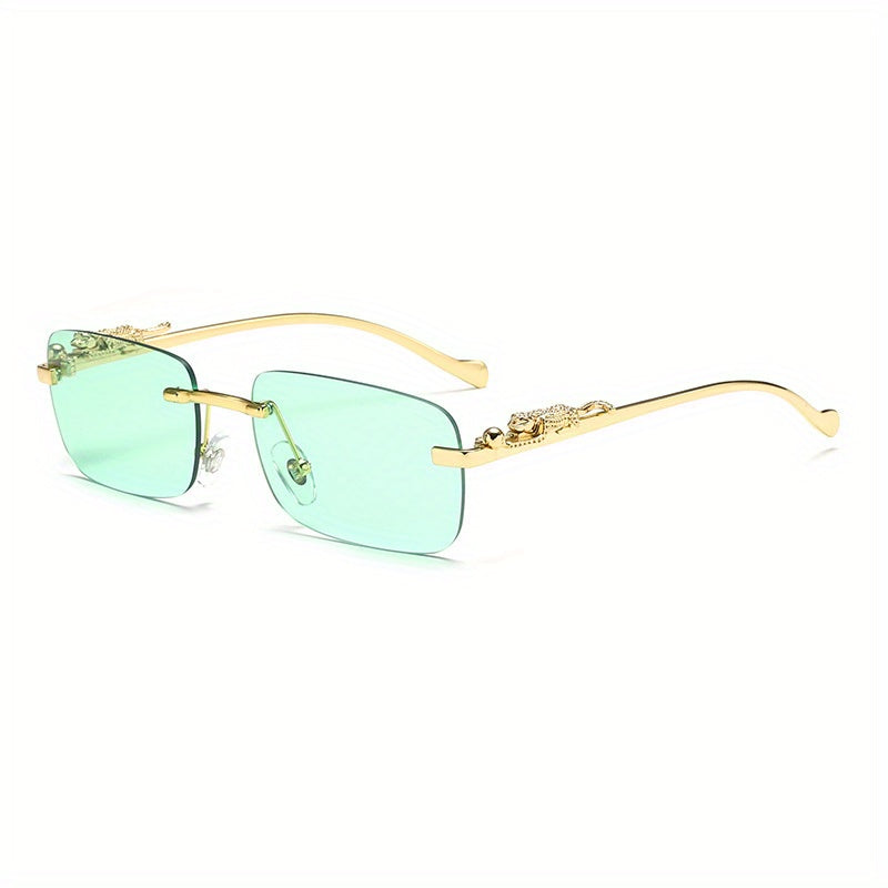 Retro Cheetah Rimless Glasses