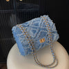 Rhombus Pattern Denim Chain Bag
