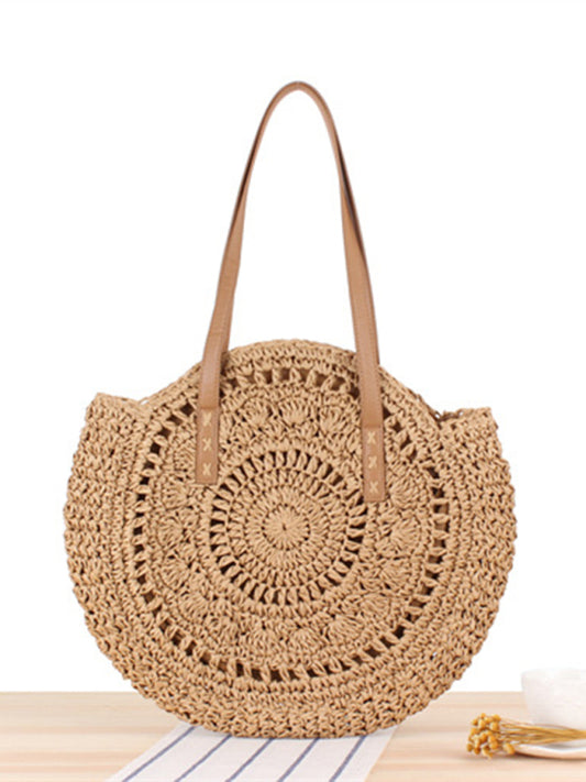 Round Straw Woven Beach Bag