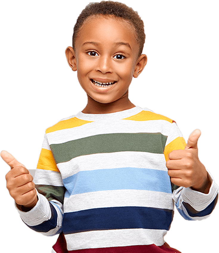 Smiling child giving thumbs up