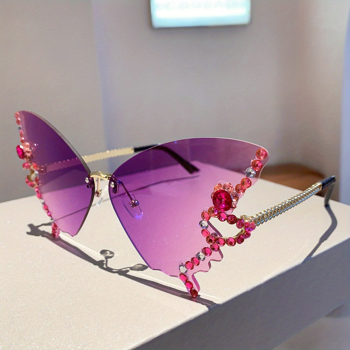 Y2K Rhinestone Butterfly Sunglasses
