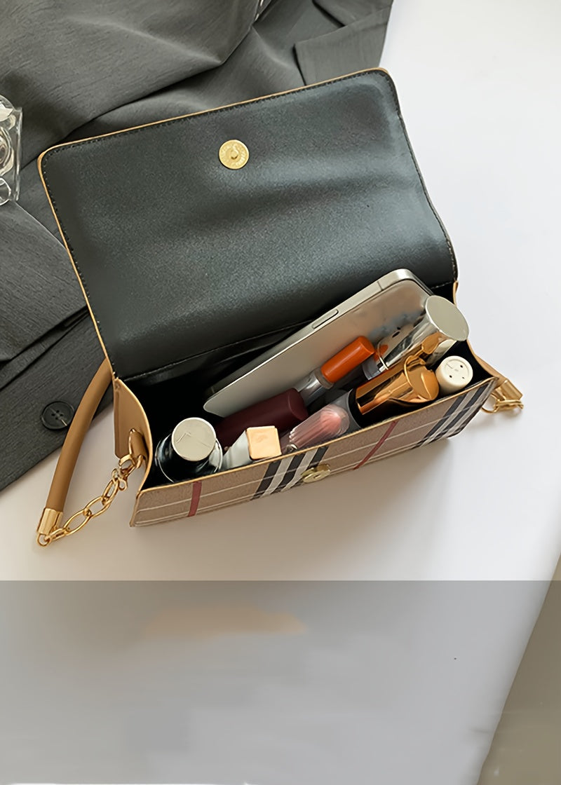 Striped Waterproof PU Leather Crossbody Bag