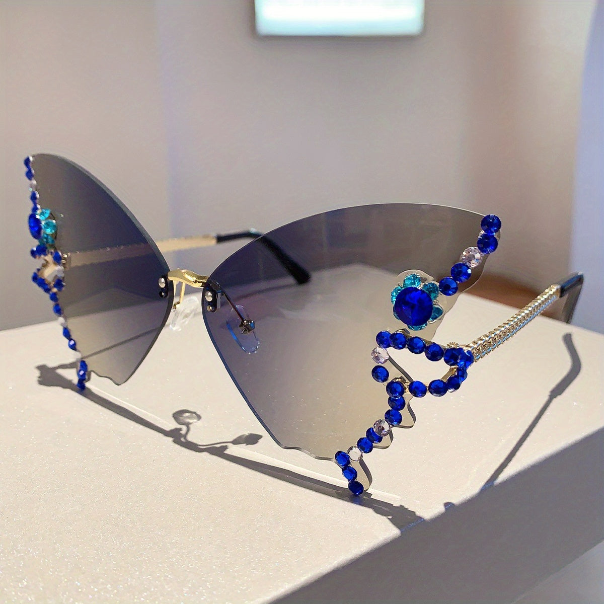 Y2K Rhinestone Butterfly Sunglasses