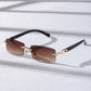 Gradient Rectangular Rimless Sunglasses