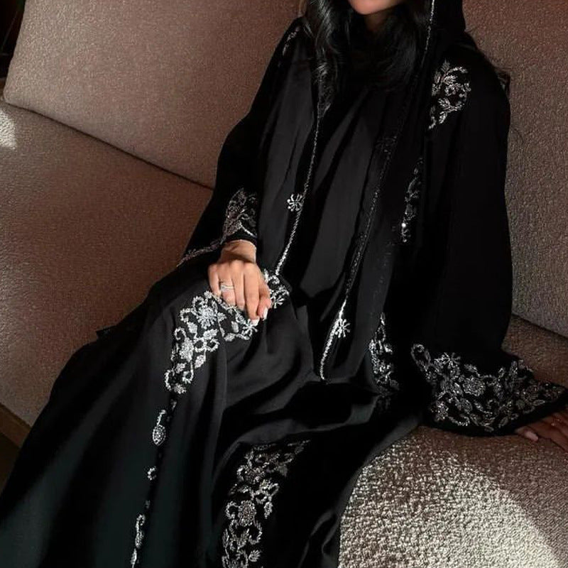 falah black embroidered abaya