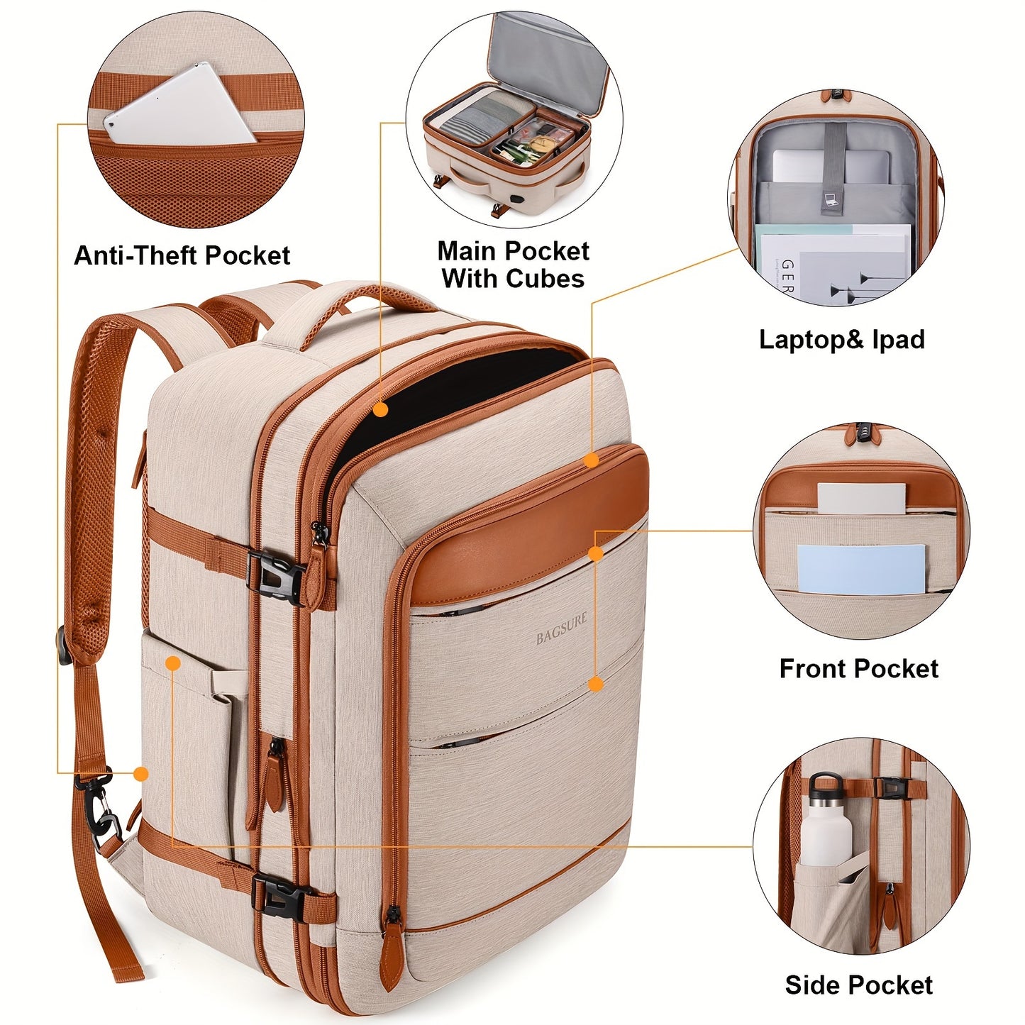Bagsure 42L Travel Backpack