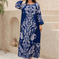Elegant Floral Print Long Sleeve Abaya Dress