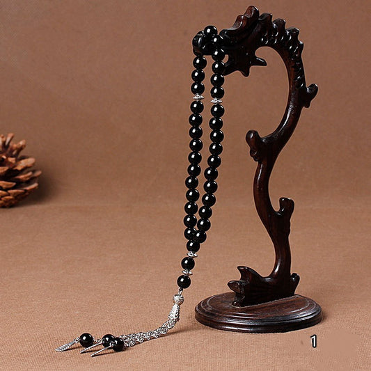 33 Natural stone agate crystal rosary bracelet